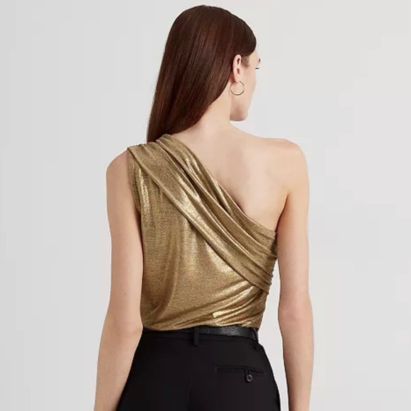 Lauren Ralph Lauren Foil Print One-Shoulder Jersey Top - Picture 2 of 6